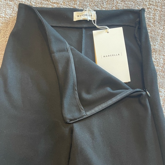 NWT Marcella Pearson Black Split Seam Trouser Pants, Ponte Fabric, Flare Leg, XS - Picture 6 of 15